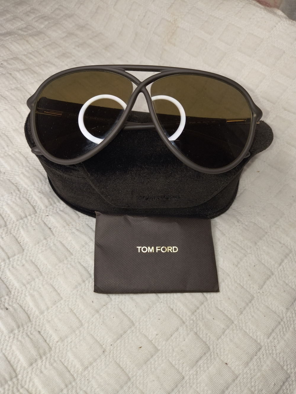 Tom Ford Matte Black Aviator Sunglasses with Brown Lenses